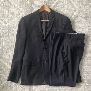 Men's Black Wool 2-piece Suit